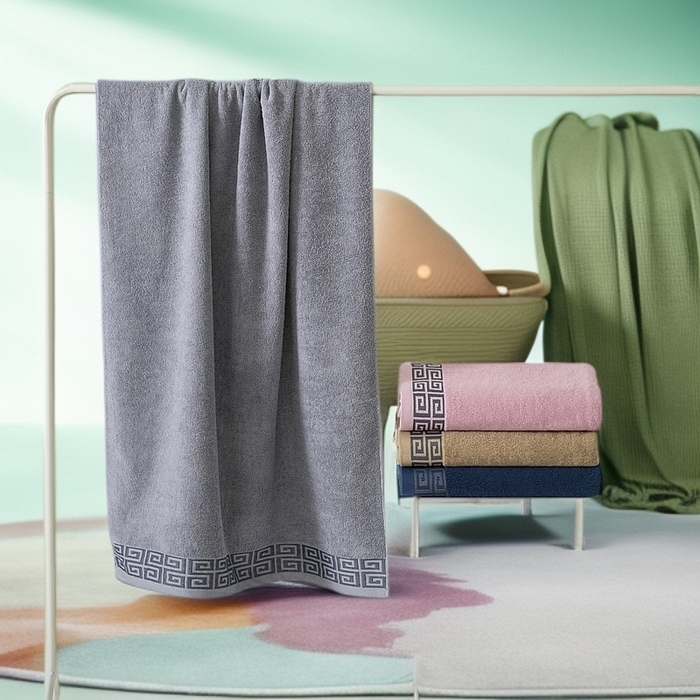 91家纺网 家纺一手货源 找家纺 （总）2025新款中国风长城格纯棉毛巾全棉手巾纯棉毛巾浴巾套装