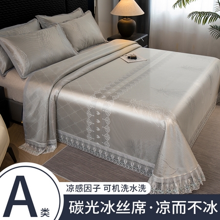 21度C 2025新款A类1800D冰丝凉感碳光软席-提供买家秀 羽毛-银灰