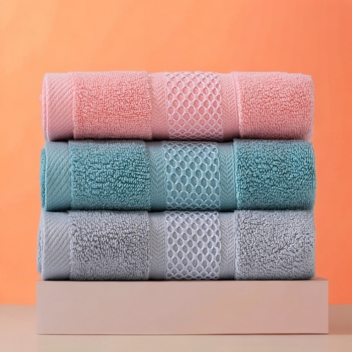 91家纺网 家纺一手货源 找家纺 （总）2025新款蜂巢格纯棉毛巾浴巾两件套外贸跨境产品加厚全棉长绒棉毛巾浴巾套装