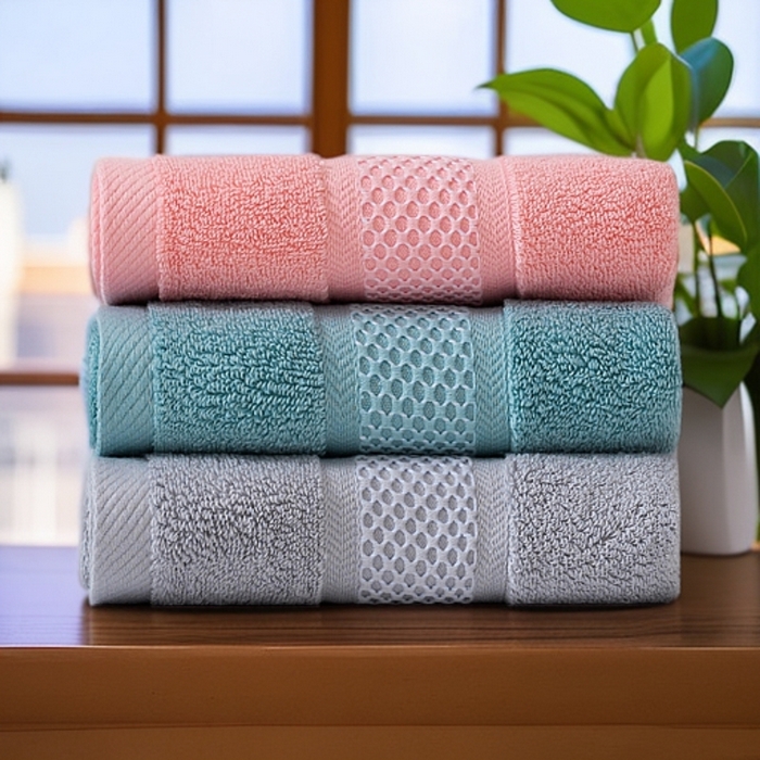 91家纺网 家纺一手货源 找家纺 （总）2025新款蜂巢格纯棉毛巾浴巾两件套外贸跨境产品加厚全棉长绒棉毛巾浴巾套装