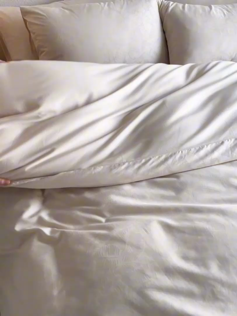 91家纺网 家纺一手货源 找家纺 亿梵家居 2025新款高端A类长绒棉四件套全棉提花轻奢全棉四件套 卡美伦-香槟色