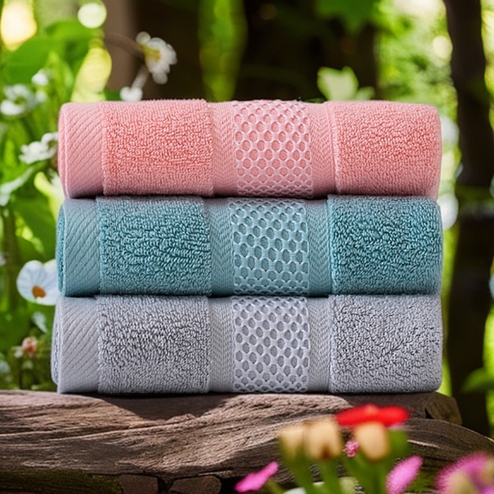 91家纺网 家纺一手货源 找家纺 （总）2025新款蜂巢格纯棉毛巾浴巾两件套外贸跨境产品加厚全棉长绒棉毛巾浴巾套装