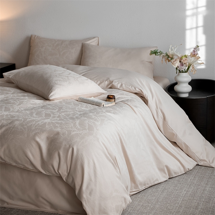 91家纺网 家纺一手货源 找家纺 亿梵家居 2025新款高端A类长绒棉四件套全棉提花轻奢全棉四件套 卡美伦-香槟色