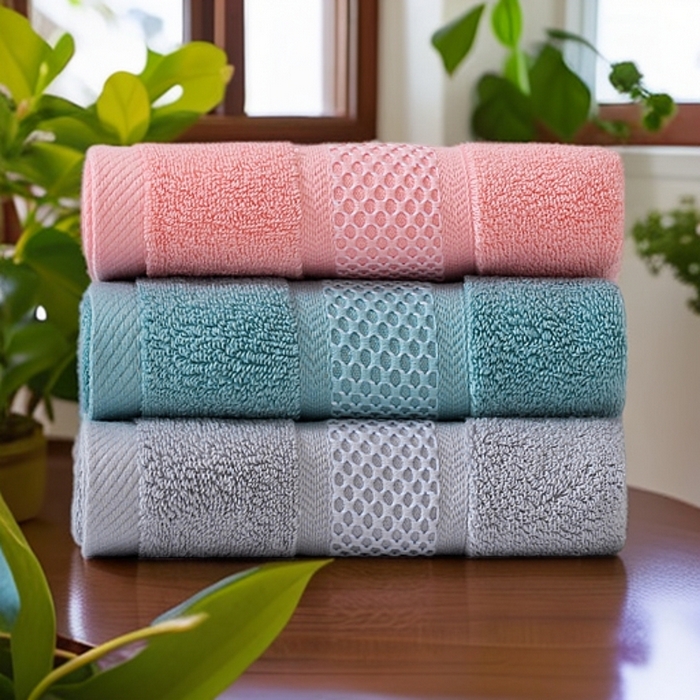 91家纺网 家纺一手货源 找家纺 （总）2025新款蜂巢格纯棉毛巾浴巾两件套外贸跨境产品加厚全棉长绒棉毛巾浴巾套装