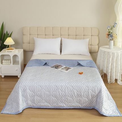 91家纺网 家纺一手货源 找家纺 诗雅纺织 2025新款艾草驱蚊功能夏被超声波压花礼品空调被 宝蓝