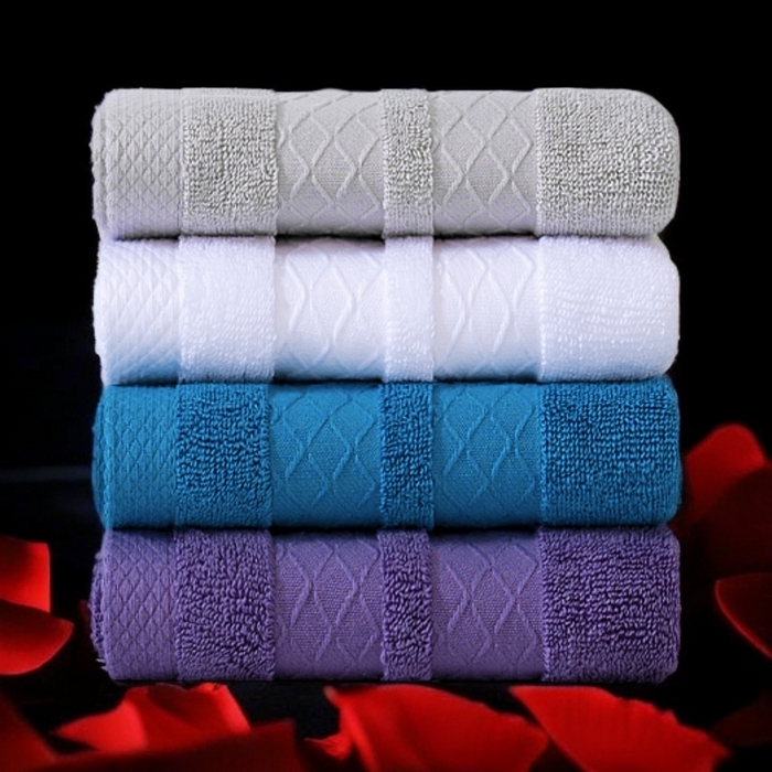 91家纺网 家纺一手货源 找家纺 （总）彩虹毛巾2025新款菱形格全棉加厚毛巾纯棉毛巾浴巾套装跨境外贸产品长绒棉毛巾浴巾套装