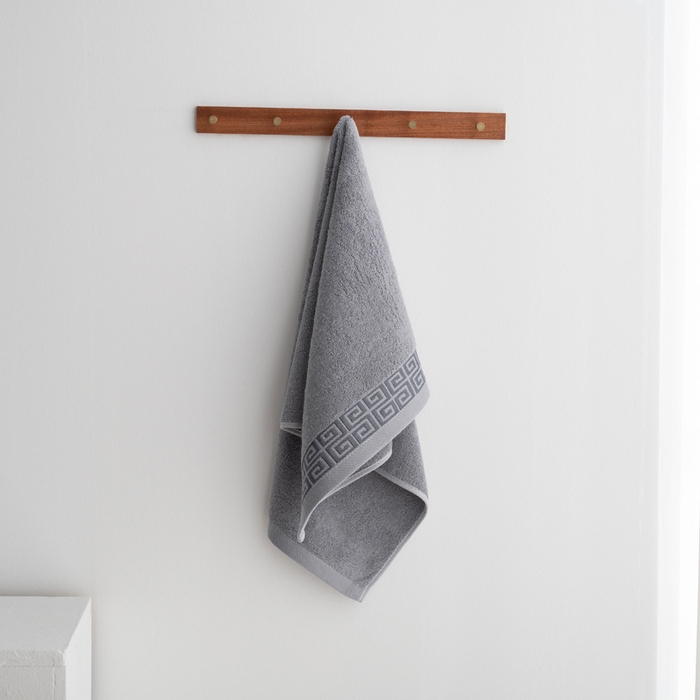 91家纺网 家纺一手货源 找家纺 2025新款中国风长城格纯棉毛巾全棉手巾纯棉毛巾浴巾套装 长城格毛巾1条装-优雅灰