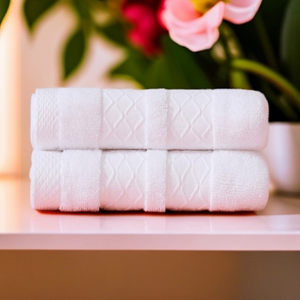 彩虹毛巾2025新款菱形格全棉加厚毛巾纯棉毛巾浴巾套装跨境外贸产品长绒棉毛巾浴巾套装 菱形格毛巾2条装-纯白