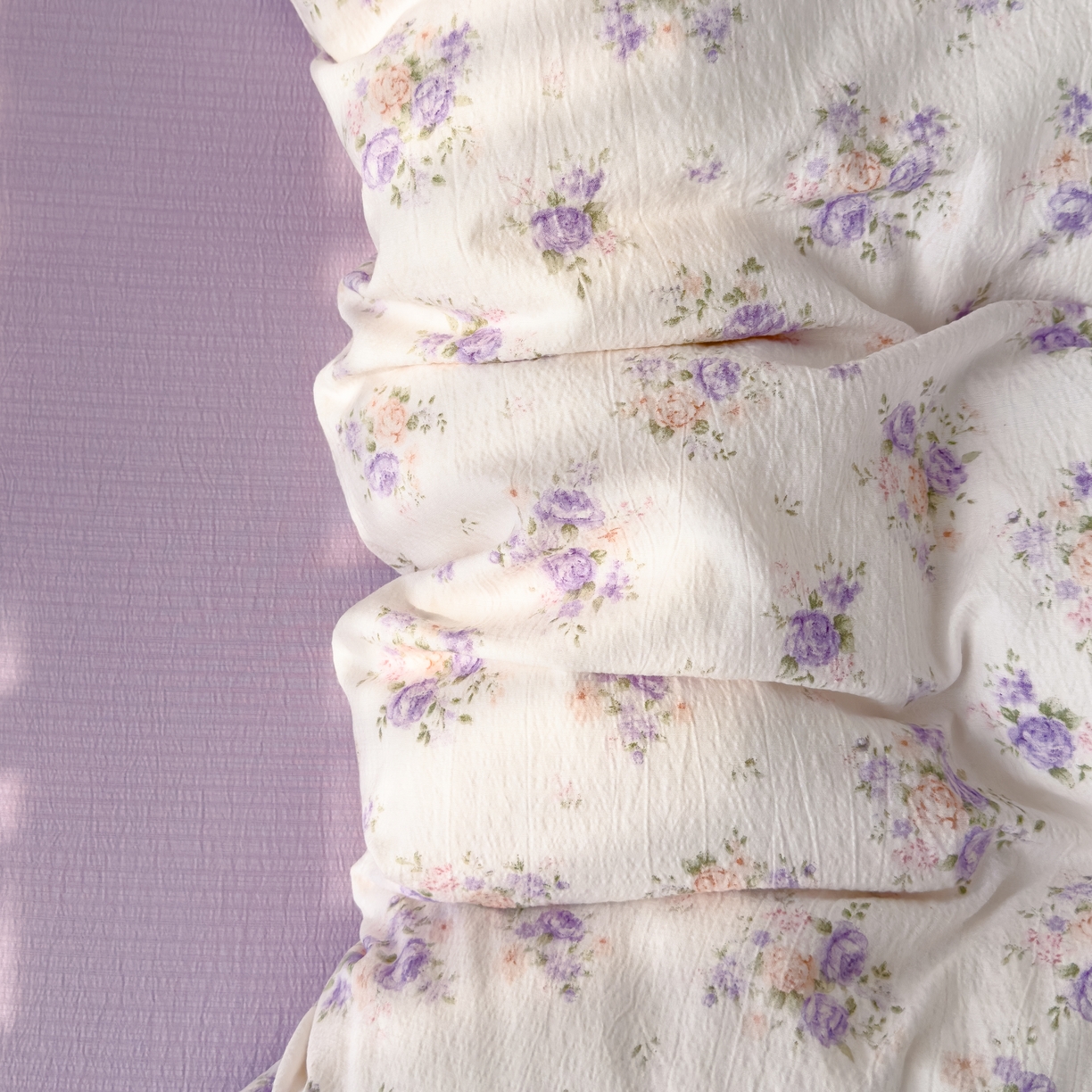 91家纺网 家纺一手货源 找家纺 竹合家纺 2025新品云感皱皱四件套跑量款小清新四件套 紫苏