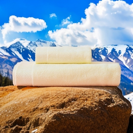 91家纺网 家纺一手货源 找家纺 2025新款中国风迷宫格加厚全棉毛巾浴巾两件套浴室吸水浴巾纯棉毛巾浴巾套装 迷宫格-米黄毛巾浴巾套装