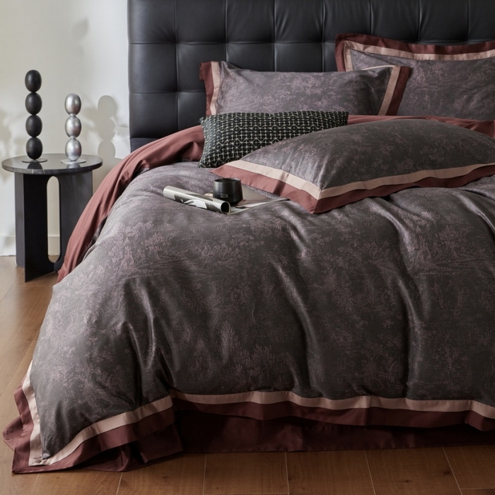 91家纺网 家纺一手货源 找家纺 由丽家纺 2025新款数码印花双层边拼角活性数码印花四件套（控价券后399起） 浮世-紫