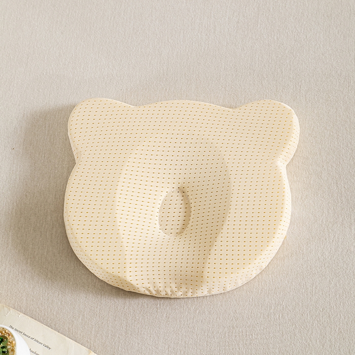 91家纺网 家纺一手货源 找家纺 2025新款熊头婴儿硅胶枕可水洗如奶嘴同源材料  米色 23*26cm