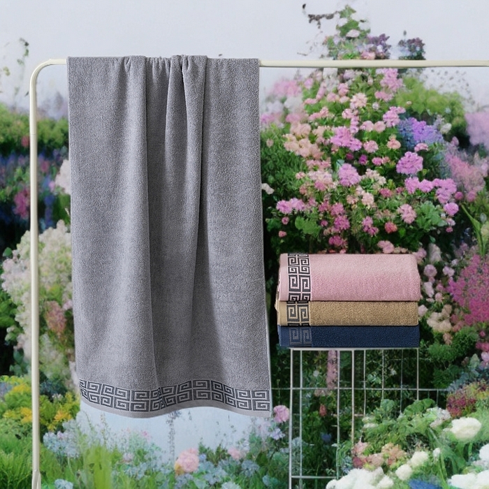 91家纺网 家纺一手货源 找家纺 （总）2025新款中国风长城格纯棉毛巾全棉手巾纯棉毛巾浴巾套装