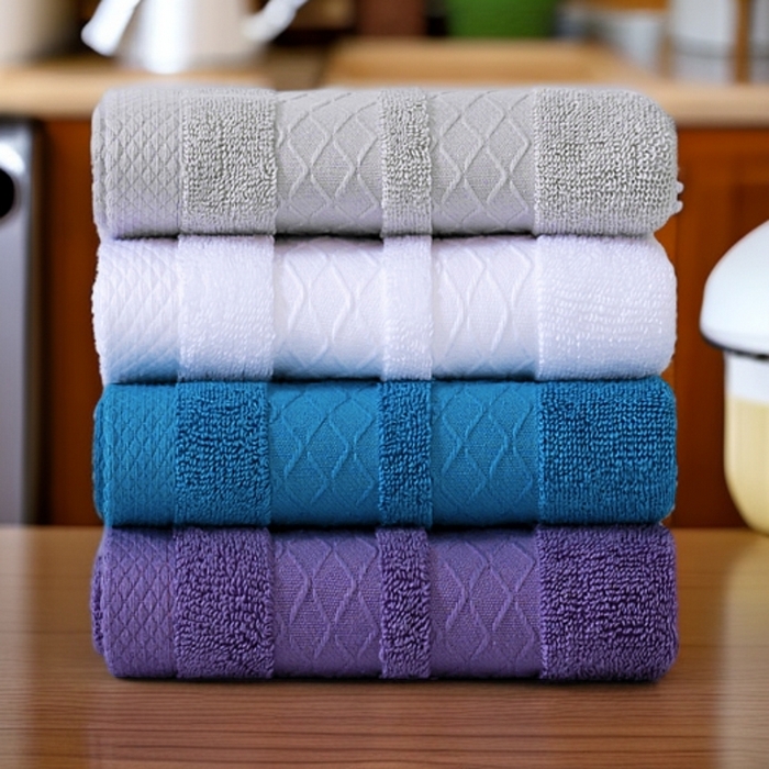 91家纺网 家纺一手货源 找家纺 （总）彩虹毛巾2025新款菱形格全棉加厚毛巾纯棉毛巾浴巾套装跨境外贸产品长绒棉毛巾浴巾套装