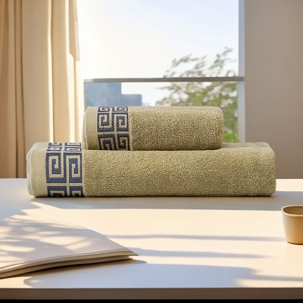 91家纺网 家纺一手货源 找家纺 （总）2025新款中国风长城格纯棉毛巾全棉手巾纯棉毛巾浴巾套装