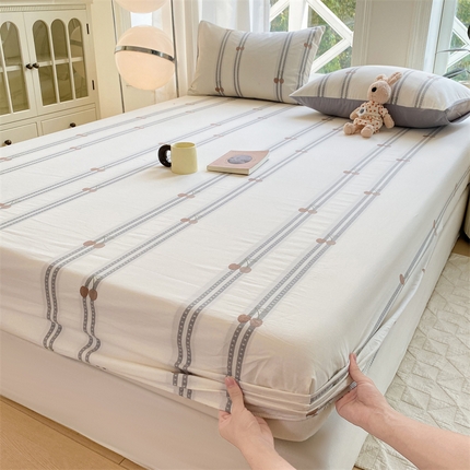 灰鲸 2025新款A类全棉色织提花床单床笠 樱诺-灰