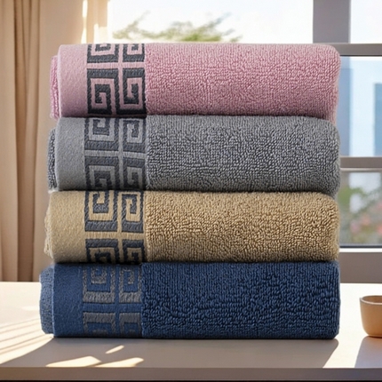 91家纺网 家纺一手货源 找家纺 （总）2025新款中国风长城格纯棉毛巾全棉手巾纯棉毛巾浴巾套装