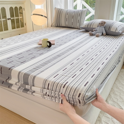 灰鲸 2025新款A类全棉色织提花床单床笠 速写-灰