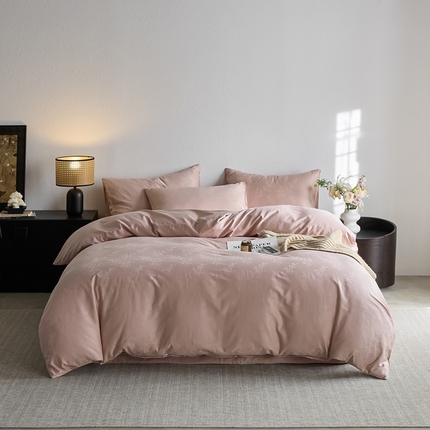 亿梵家居 2025新款高端A类长绒棉四件套全棉提花轻奢全棉四件套 赫本-柔光粉