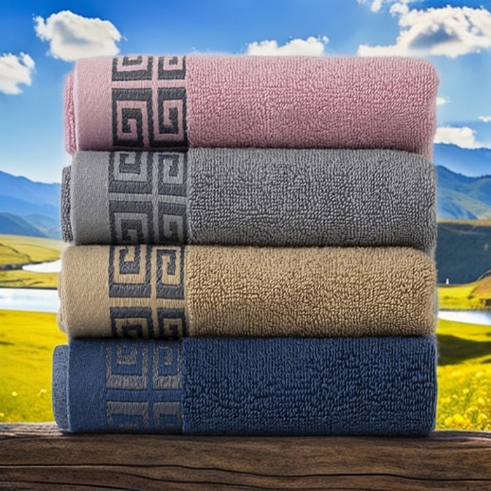 91家纺网 家纺一手货源 找家纺 （总）2025新款中国风长城格纯棉毛巾全棉手巾纯棉毛巾浴巾套装