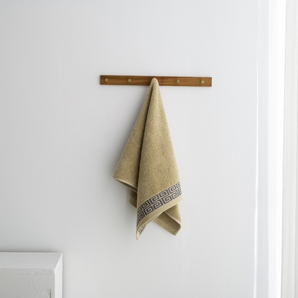 2025新款中国风长城格纯棉毛巾全棉手巾纯棉毛巾浴巾套装 长城格毛巾1条装-卡其黄