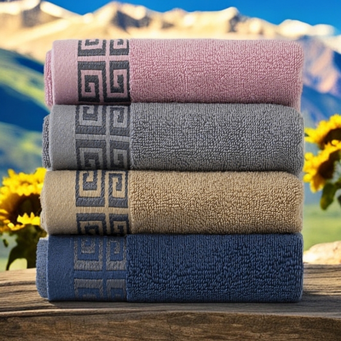 91家纺网 家纺一手货源 找家纺 （总）2025新款中国风长城格纯棉毛巾全棉手巾纯棉毛巾浴巾套装