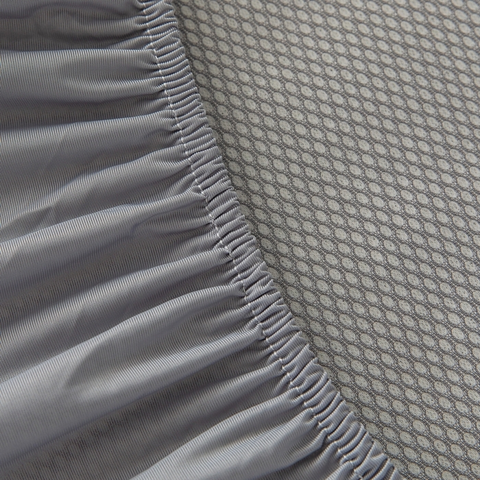 91家纺网 家纺一手货源 找家纺 乐居家纺 2025新款中分子PE凉感凉豆豆提花凉席床笠款 灰色-蝴蝶结