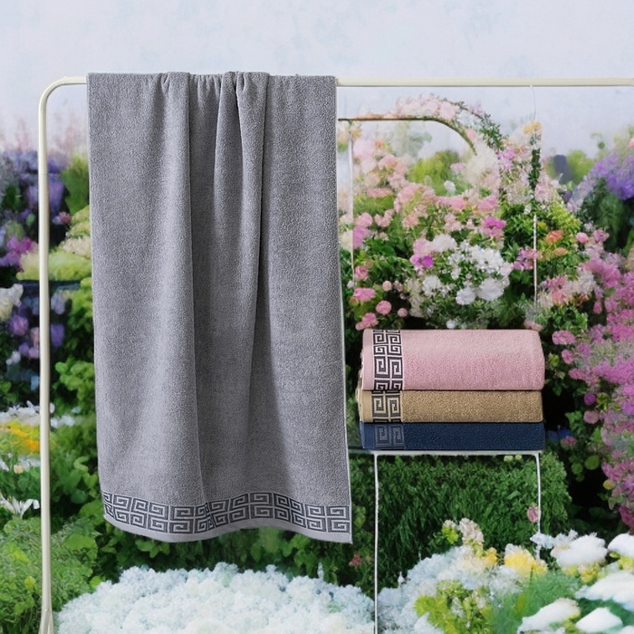 91家纺网 家纺一手货源 找家纺 （总）2025新款中国风长城格纯棉毛巾全棉手巾纯棉毛巾浴巾套装