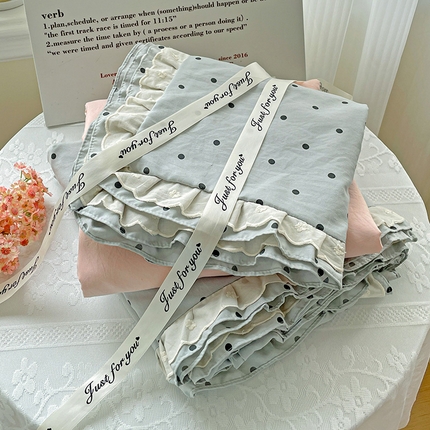 水墨江南 2025新款小清新水洗棉印花四件套 海盐波点