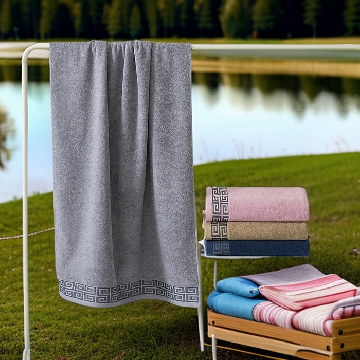 91家纺网 家纺一手货源 找家纺 （总）2025新款中国风长城格纯棉毛巾全棉手巾纯棉毛巾浴巾套装