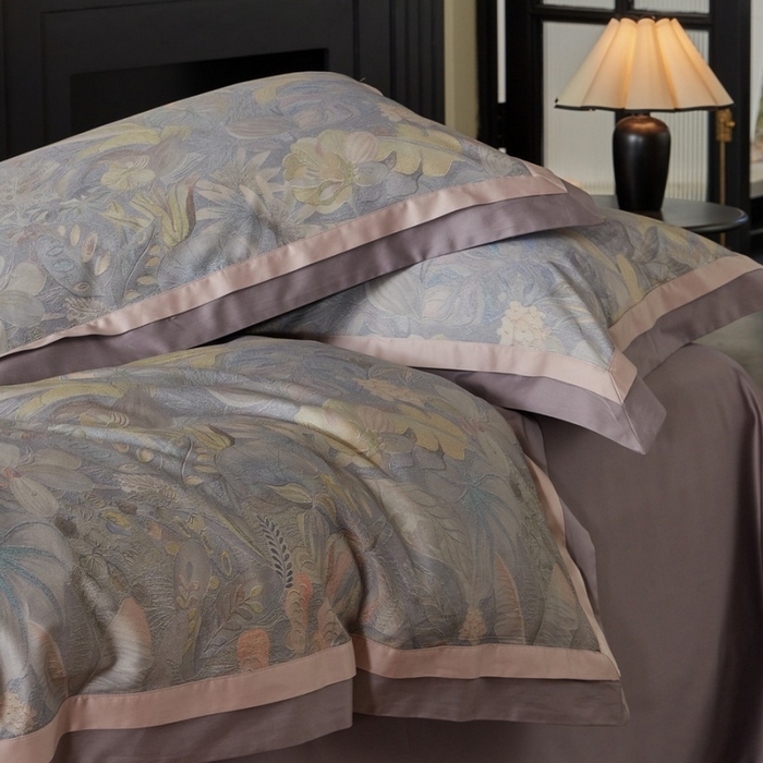 91家纺网 家纺一手货源 找家纺 由丽家纺 2025新款数码印花双层边拼角活性数码印花四件套（控价券后399起） 叶景-紫