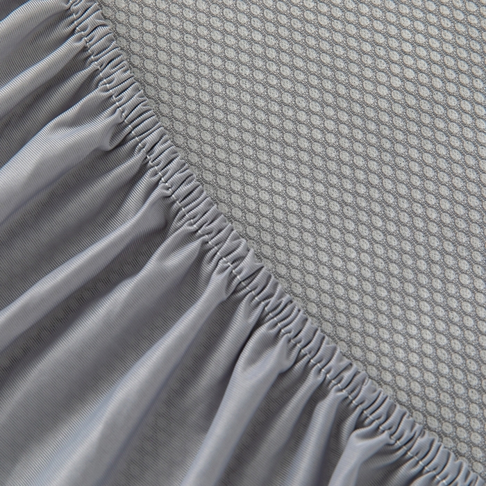 91家纺网 家纺一手货源 找家纺 乐居家纺 2025新款中分子PE凉感凉豆豆提花凉席床笠款 蓝色蝴蝶结