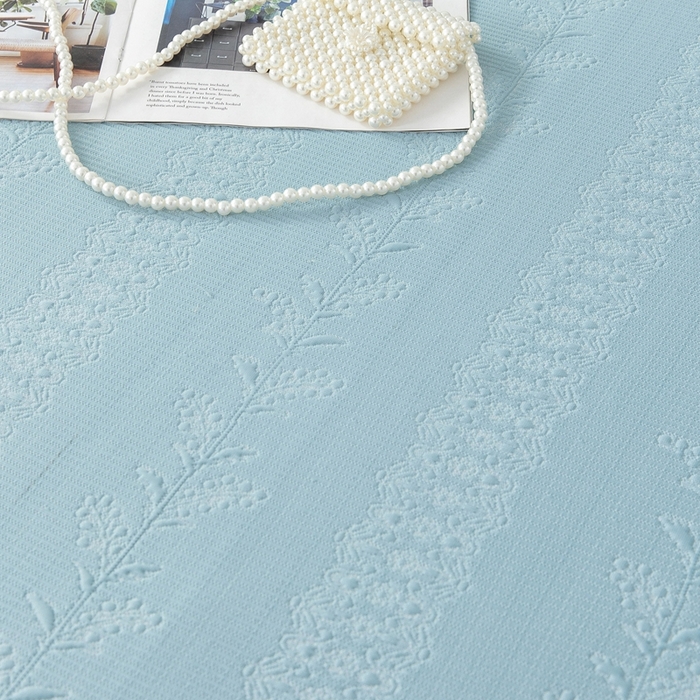 91家纺网 家纺一手货源 找家纺 乐居家纺 2025新款中分子PE凉感凉豆豆提花凉席床笠款 蓝色-异形线条