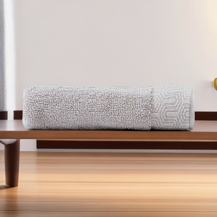 91家纺网 家纺一手货源 找家纺 2025新款中国风迷宫格加厚全棉毛巾浴巾两件套浴室吸水浴巾纯棉毛巾浴巾套装 迷宫格-浅灰浴巾