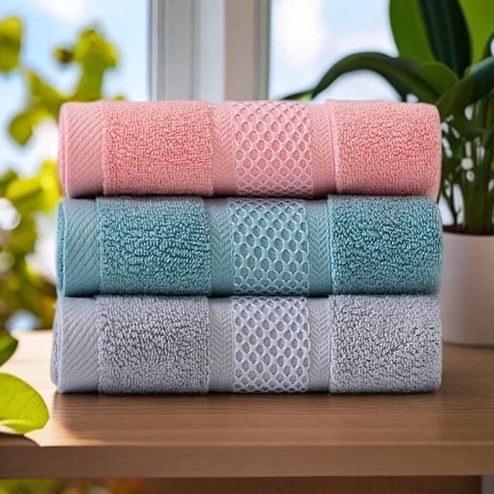 91家纺网 家纺一手货源 找家纺 （总）2025新款蜂巢格纯棉毛巾浴巾两件套外贸跨境产品加厚全棉长绒棉毛巾浴巾套装