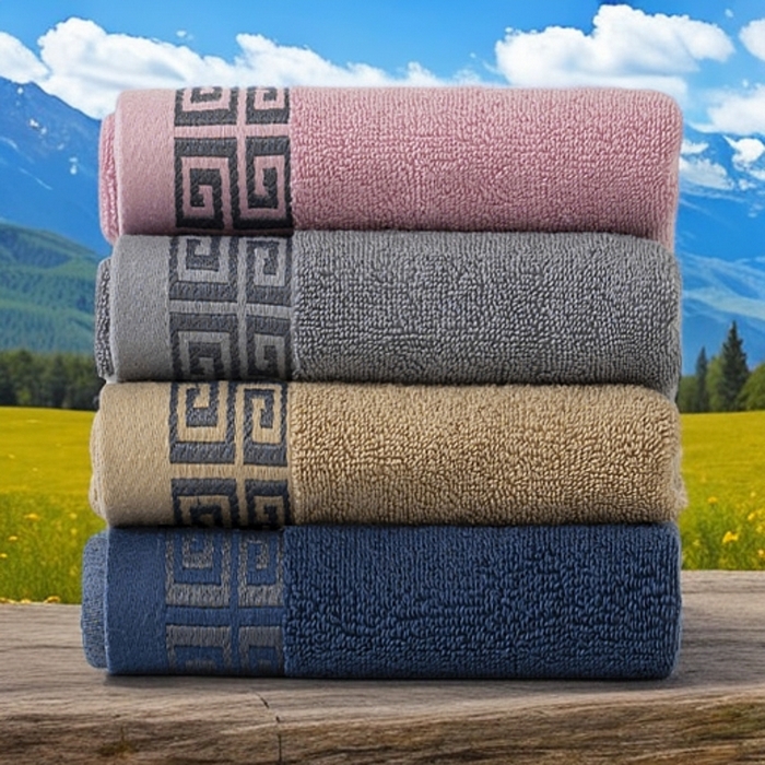 91家纺网 家纺一手货源 找家纺 （总）2025新款中国风长城格纯棉毛巾全棉手巾纯棉毛巾浴巾套装