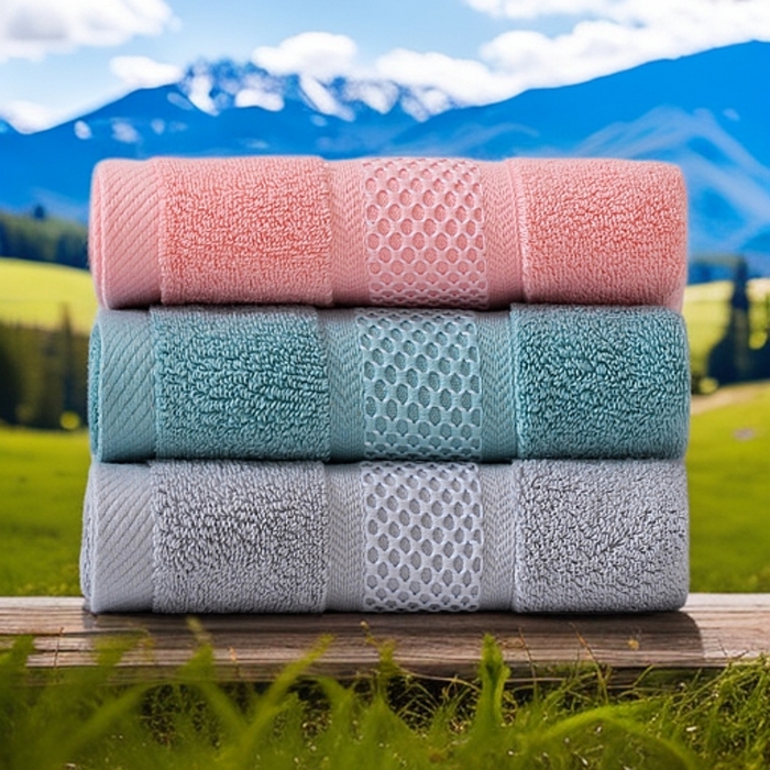 91家纺网 家纺一手货源 找家纺 （总）2025新款蜂巢格纯棉毛巾浴巾两件套外贸跨境产品加厚全棉长绒棉毛巾浴巾套装