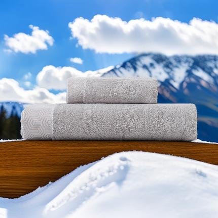 91家纺网 家纺一手货源 找家纺 2025新款中国风迷宫格加厚全棉毛巾浴巾两件套浴室吸水浴巾纯棉毛巾浴巾套装 迷宫格-浅灰套装