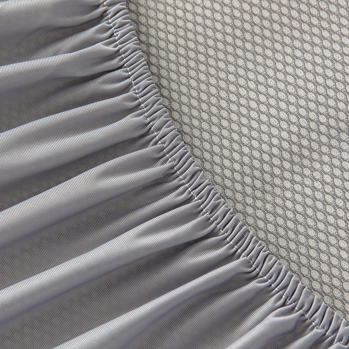 91家纺网 家纺一手货源 找家纺 乐居家纺 2025新款中分子PE凉感凉豆豆提花凉席床笠款 灰色-异形线条