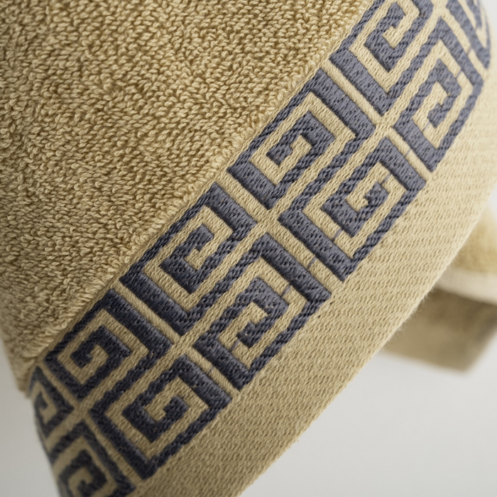 91家纺网 家纺一手货源 找家纺 2025新款中国风长城格纯棉毛巾全棉手巾纯棉毛巾浴巾套装 长城格毛巾1条装-卡其黄