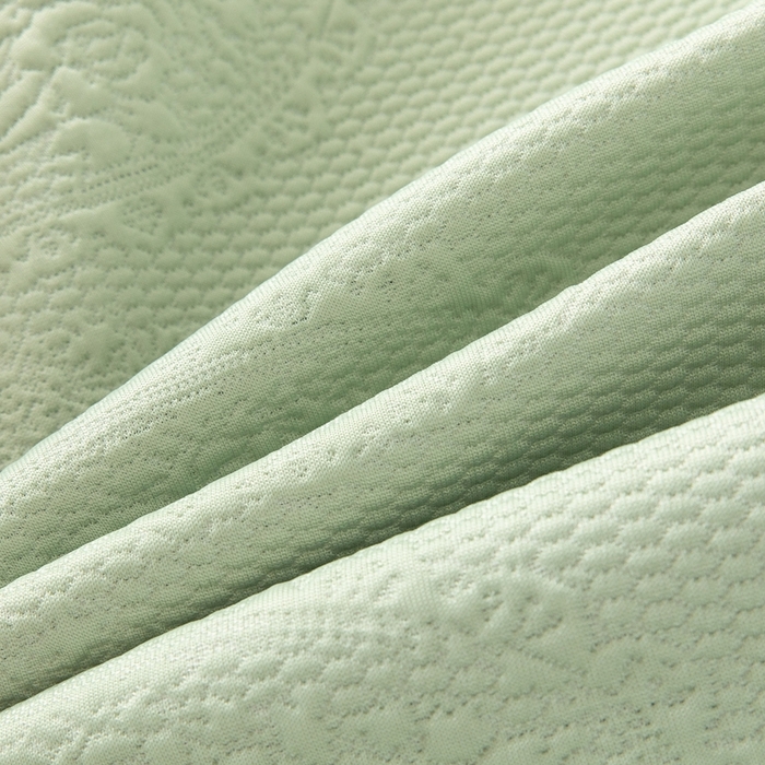 91家纺网 家纺一手货源 找家纺 乐居家纺 2025新款中分子PE凉感凉豆豆提花凉席床笠款 绿色蝴蝶结