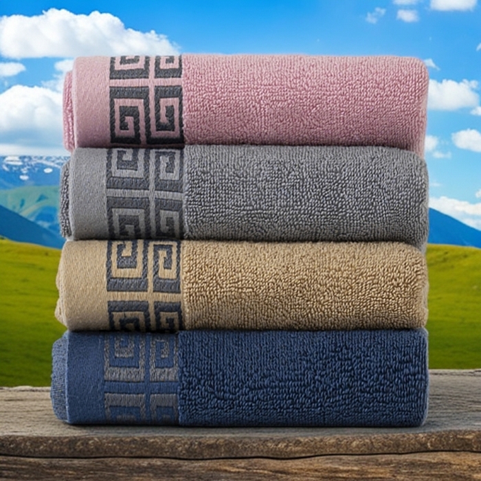 91家纺网 家纺一手货源 找家纺 （总）2025新款中国风长城格纯棉毛巾全棉手巾纯棉毛巾浴巾套装