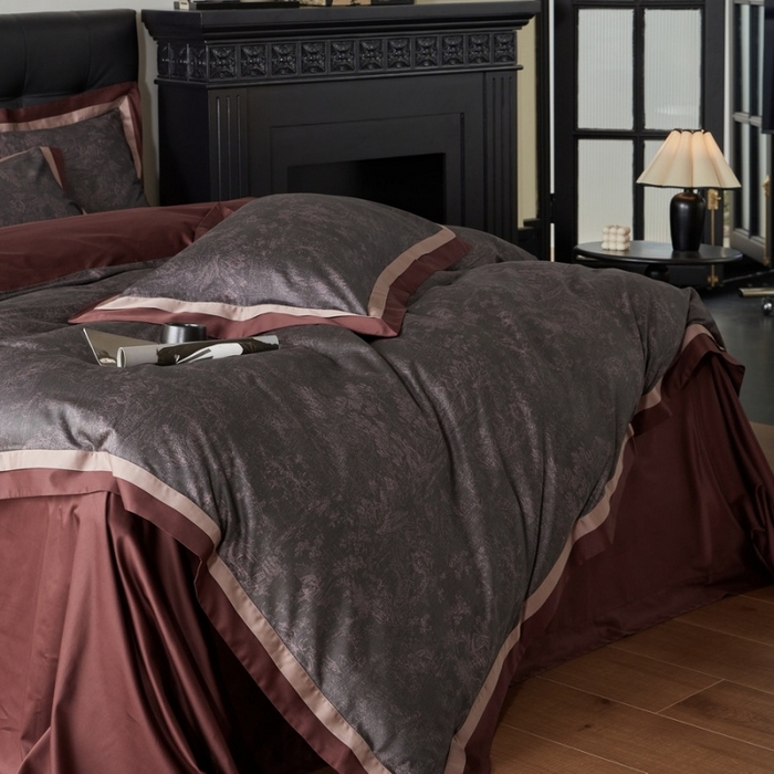 91家纺网 家纺一手货源 找家纺 由丽家纺 2025新款数码印花双层边拼角活性数码印花四件套（控价券后399起） 浮世-紫