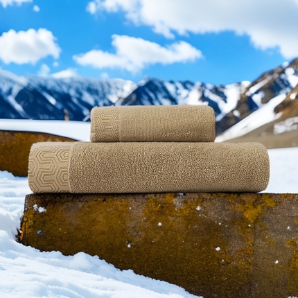 91家纺网 家纺一手货源 找家纺 2025新款中国风迷宫格加厚全棉毛巾浴巾两件套浴室吸水浴巾纯棉毛巾浴巾套装 迷宫格-藤黄毛巾浴巾套装