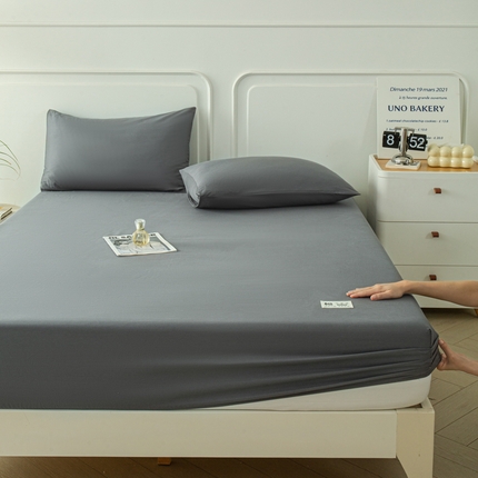 91家纺网 家纺一手货源 找家纺 邵依家纺 2025新款正宗13372纯棉全棉床笠三件套 石墨灰