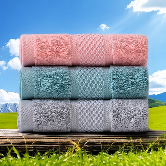 91家纺网 家纺一手货源 找家纺 （总）2025新款蜂巢格纯棉毛巾浴巾两件套外贸跨境产品加厚全棉长绒棉毛巾浴巾套装