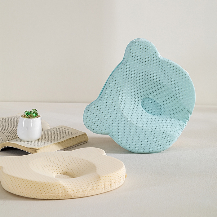 91家纺网 家纺一手货源 找家纺 2025新款熊头婴儿硅胶枕可水洗如奶嘴同源材料  绿色 23*26cm