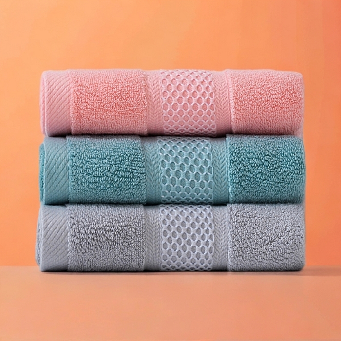 91家纺网 家纺一手货源 找家纺 （总）2025新款蜂巢格纯棉毛巾浴巾两件套外贸跨境产品加厚全棉长绒棉毛巾浴巾套装