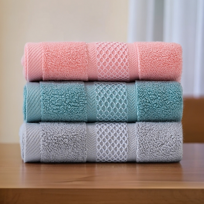 91家纺网 家纺一手货源 找家纺 （总）2025新款蜂巢格纯棉毛巾浴巾两件套外贸跨境产品加厚全棉长绒棉毛巾浴巾套装
