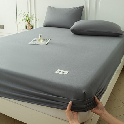 邵依家纺 2025新款正宗13372纯棉全棉床笠三件套 石墨灰